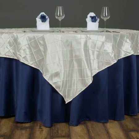 

BalsaCircle 60 x 60 Ivory Square Pintuck Taffeta Table Overlay Wedding Tablecloth