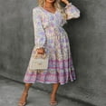 thumbnail image 2 of POINTERTECK Robe Bohème pour Femmes avec Manches Longues et Col en V Parfaite pour les Fêtes, 2 of 9