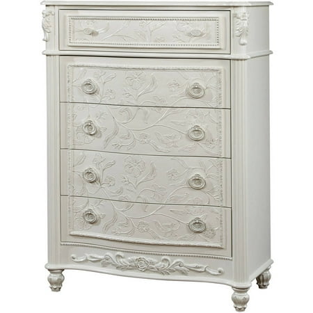 Furniture Of America Quinn Princess Themed 5 Drawer Chest White