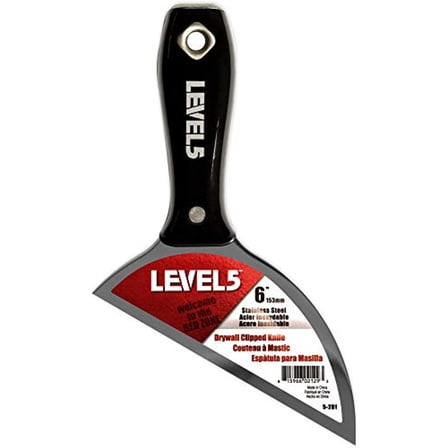 6" Clipped Drywall Pointing Knife - LEVEL5 | Metal Hammer End | Pro-Grade Finishing Tools | Sheetrock Gyprock Plasterboard Mud | 5-201