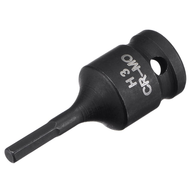 Unique Bargains 3mm Impact Hex Bit Socket, 1/4' Square Drive 35mm Length CR-MO Metric Sizes