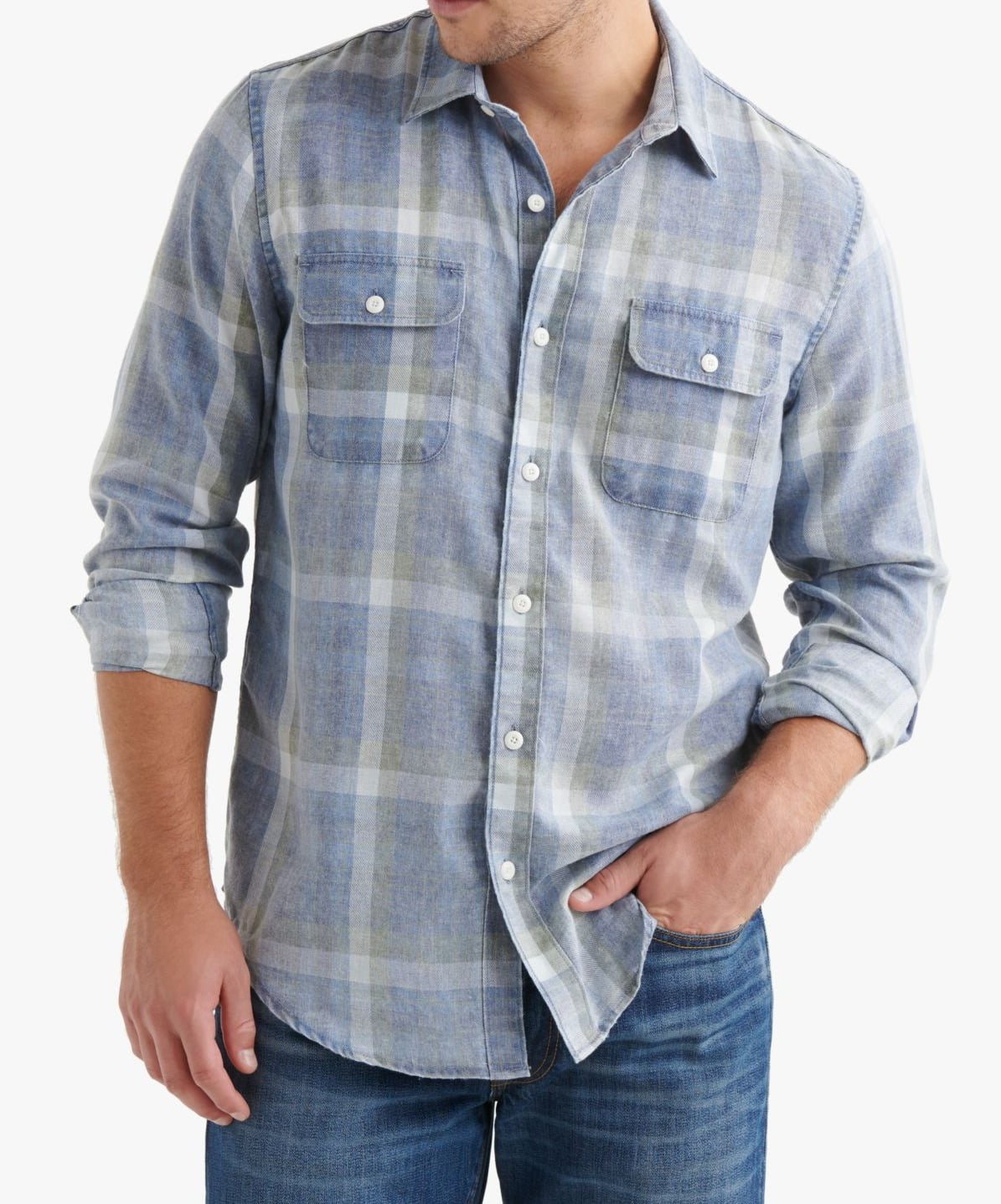 Lucky Brand Mens Shirt Medium Button 