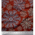 thumbnail image 1 of Soimoi Red Japan Crepe Satin Fabric Snow Flakes Floral Decor Fabric Printed Yard 42 Inch Wide, 1 of 3