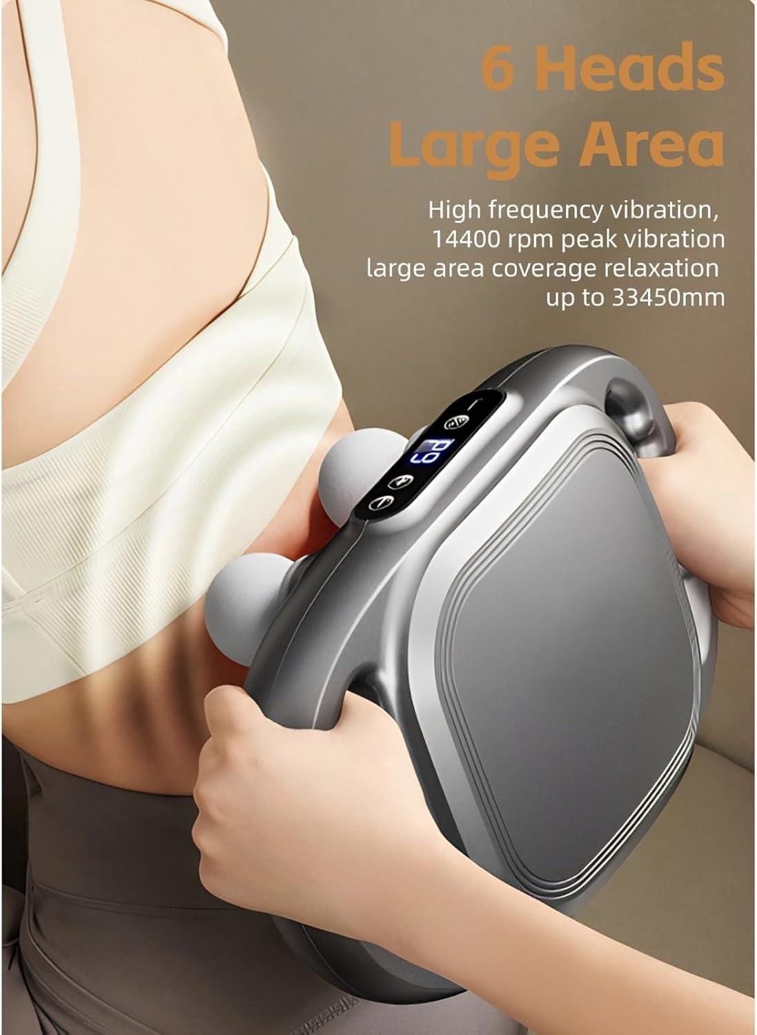 Yoidesu Massage Gun Muscle Relaxation Massager High Frequency Vibration 6 Heads 9 Modes for Back Leg Neck Shoulder Pain Relief