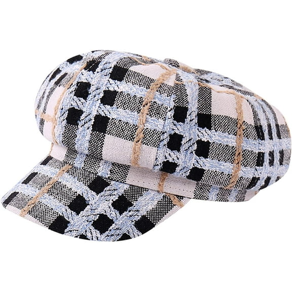 CoCopeaunts Newsboy Cap Autumn Winter Hats for Women Check Octagonal Caps Ladies Casual Woolen Hat Winter Beret Hats for Women