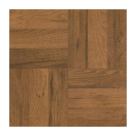 Traditional Elegance Madison 3 Finger Med. Oak Parquet 12x12 Self Adhesive Vinyl Floor Tile - 20 Tiles/20 sq. ft.