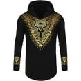 thumbnail image 3 of Daupanzees African Shirts for Men Metallic Floral Printed Slim Fit Long Sleeve V Neck Shirts Blouse Dashiki Shirt for Men, 3 of 9