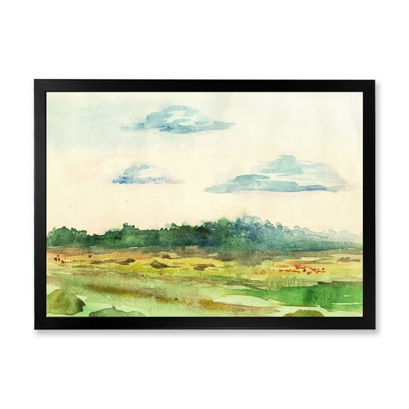 Designart 'Summer Landscape Of Green Blossoming ' Traditional Framed Art Print