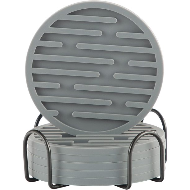 Posavasos para bebidas, posavasos para bebidas absorbentes con soporte, juego de 6 posavasos de silicona suave, posavasos para mesa de café de 4 pulgadas, gran regalo para cumpleaños,