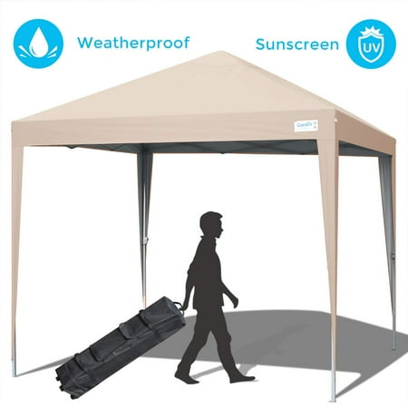 Quictent Privacy 10x10 EZ Pop Up Canopy Tent Instant Canopy Outdoor Event Gazebo Waterproof with Roller Bag (Beige)