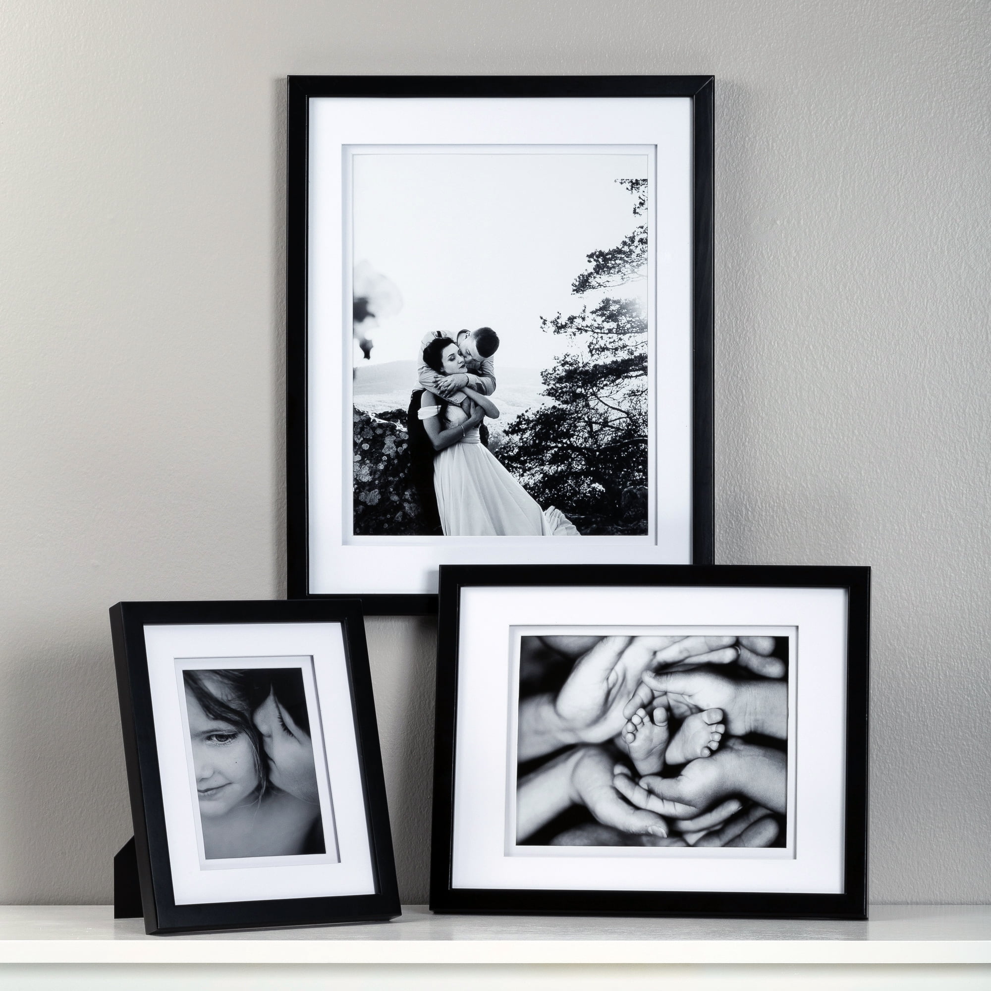 Gallery Solutions 14"x18" Walnut Wall Picture Frame Double White Mat - Matted for 10"x13" Image