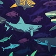 thumbnail image 6 of HAOXIT Seamless Yellow Purple Turquoise Swimming Sharks on Dark Round Table Cloth, Circle Table  Dinner Tablecloth cover, Desk Cloth Cover for Home Party Wedding 42-46, 6 of 8