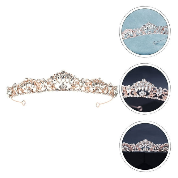 FRCOLOR Rose Gold Alloy Wedding Crown for Bride Hairband Accessory Durable Fadeless Lightweight