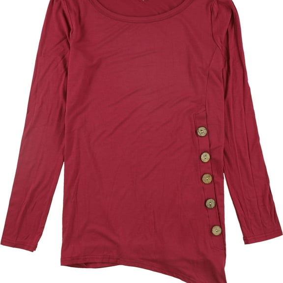 Jouica Womens Asymmetrical Hem Pullover Blouse, Red, Medium