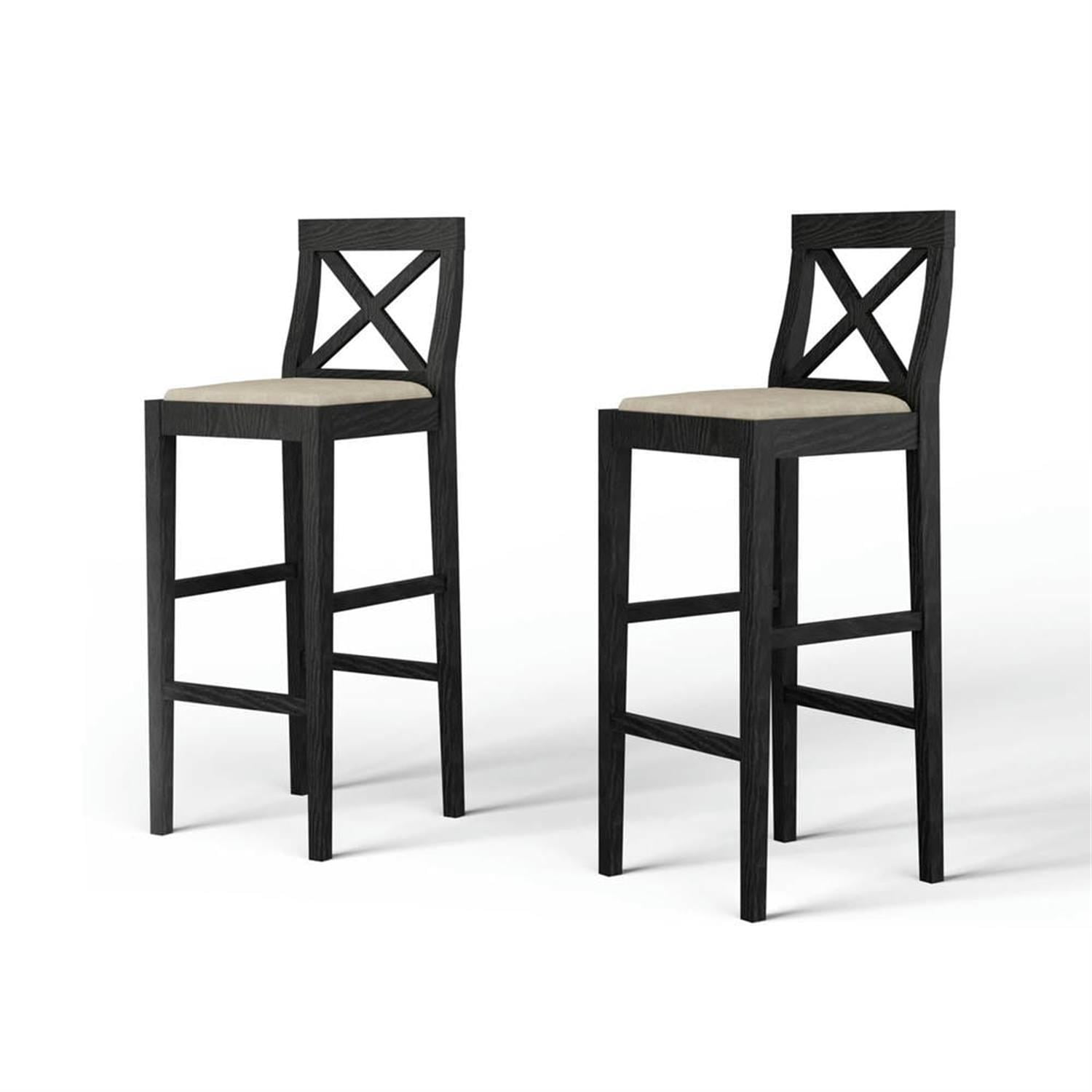 Demi Bonn 43" Counter Height Bar Stools Set of 2, Upholstered Barstools with Back, Kitchen Island Countertop Chairs for Dining Room, Black