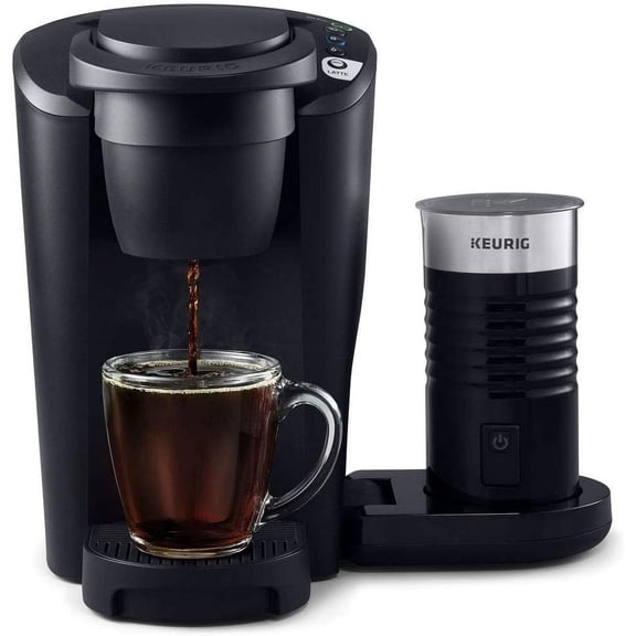 keurig k-latte single serve k-cup coffee and latte maker, comes with milk frother, compatible with all keurig k-cup pods, matte black