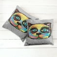 thumbnail image 2 of Ambesonne Cat Throw Pillow Cover 2 Pack, Sketch Art Dark Big Eyes, 24", Multicolor, 2 of 6