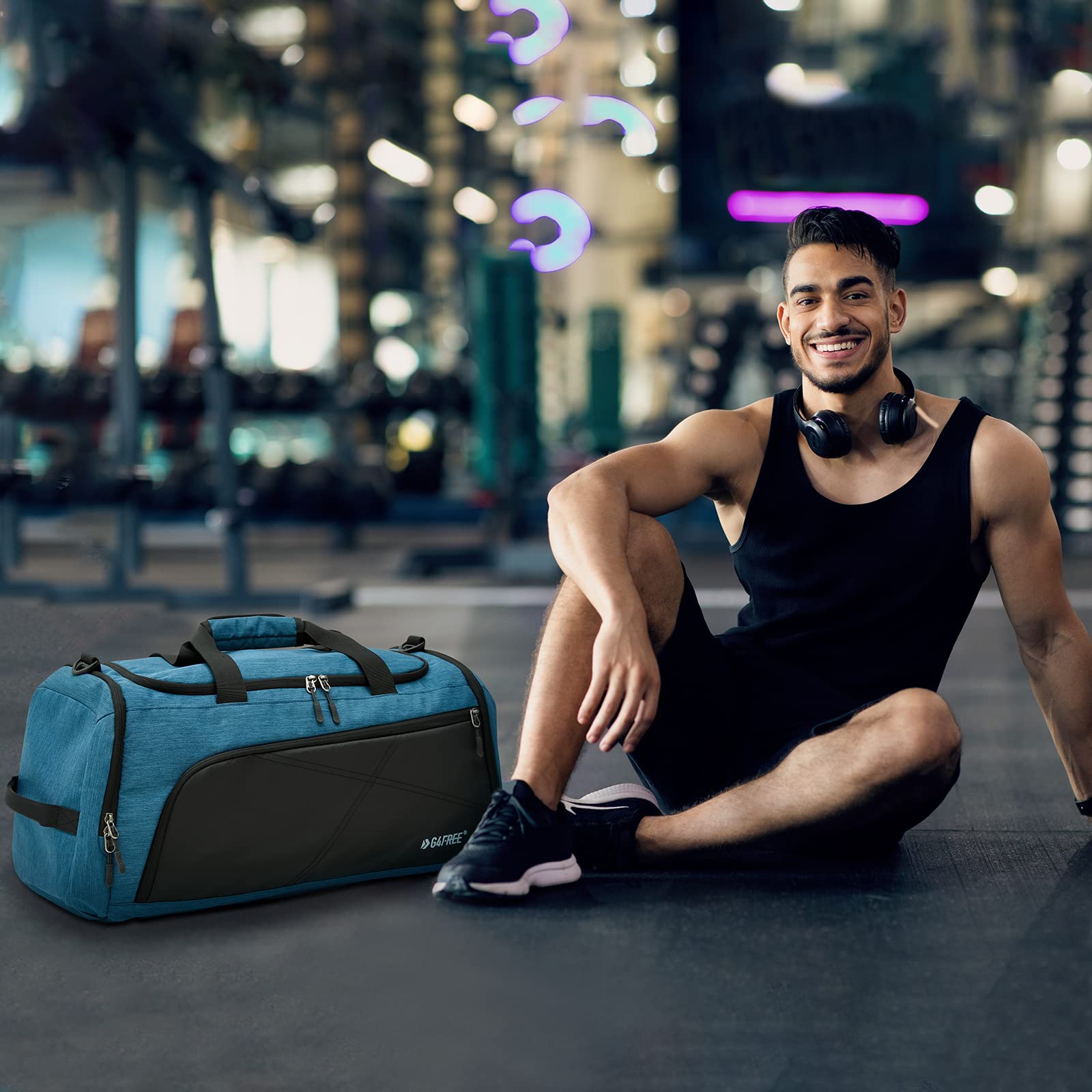 G4Free Sports Travel Duffel Bag 45L/60L with Shoe Compartment and Wet Pocket for Men and Women