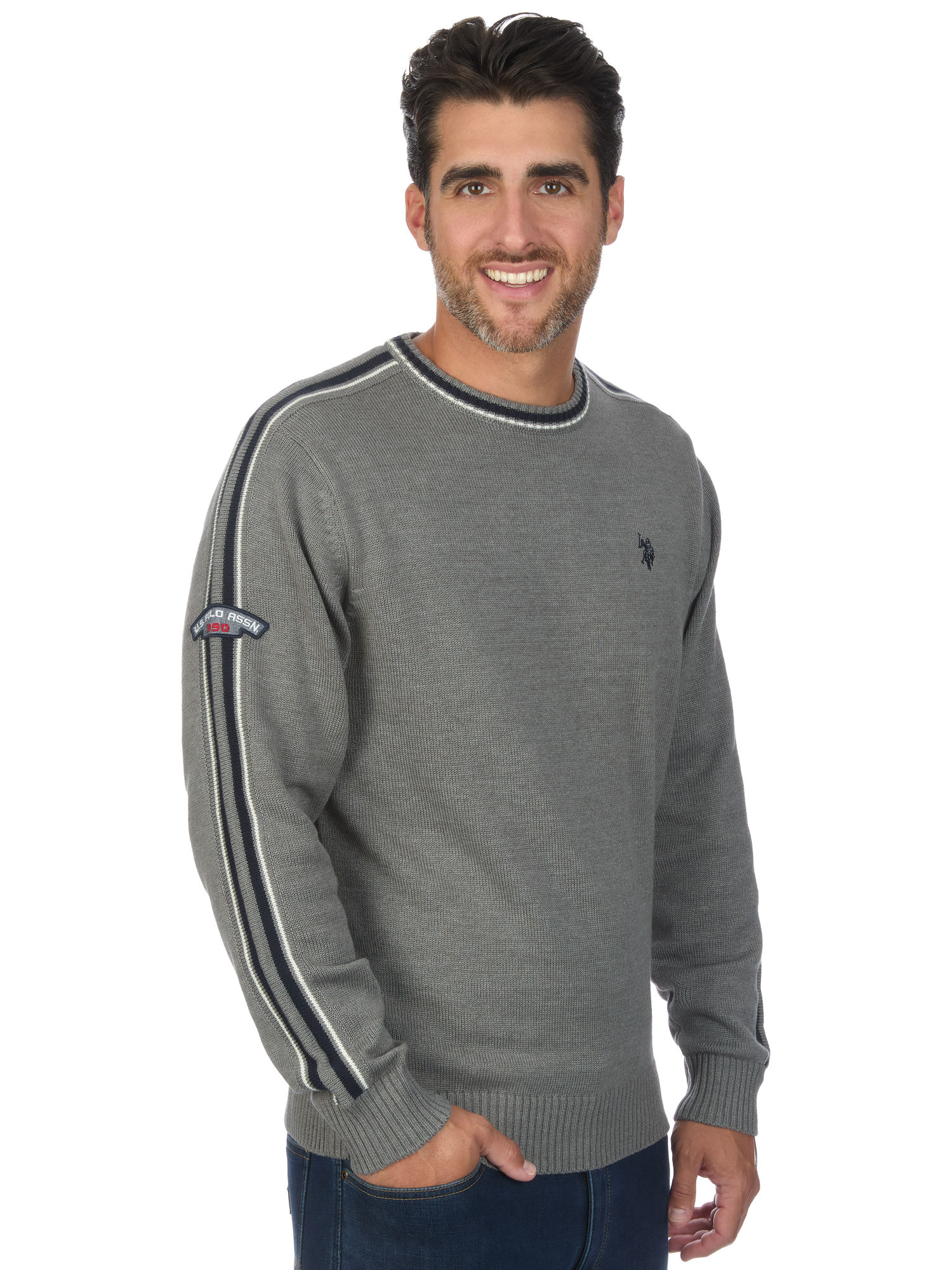 U.S. Polo Assn. Men's Striped Sleeve Crew Neck Sweater
