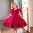 thumbnail image 2 of Makaor Toddler Flower Girl Dress Ball Gown Ruffle Ruched Formal Dresses Mesh Cap Sleeve Ball Gown Dress Empire Waist Birthday Party Dresses, 2 of 8