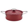 Rachael Ray 16291 Cucina Nonstick Casserole Dish/ Casserole Pan with Lid - 2.5 Quart, Cranberry Red