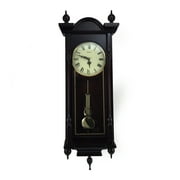 Bedford Clock Collection Grand 31" Antique Mahogany Cherry Oak Chiming Wall Clock with Roman Numerals
