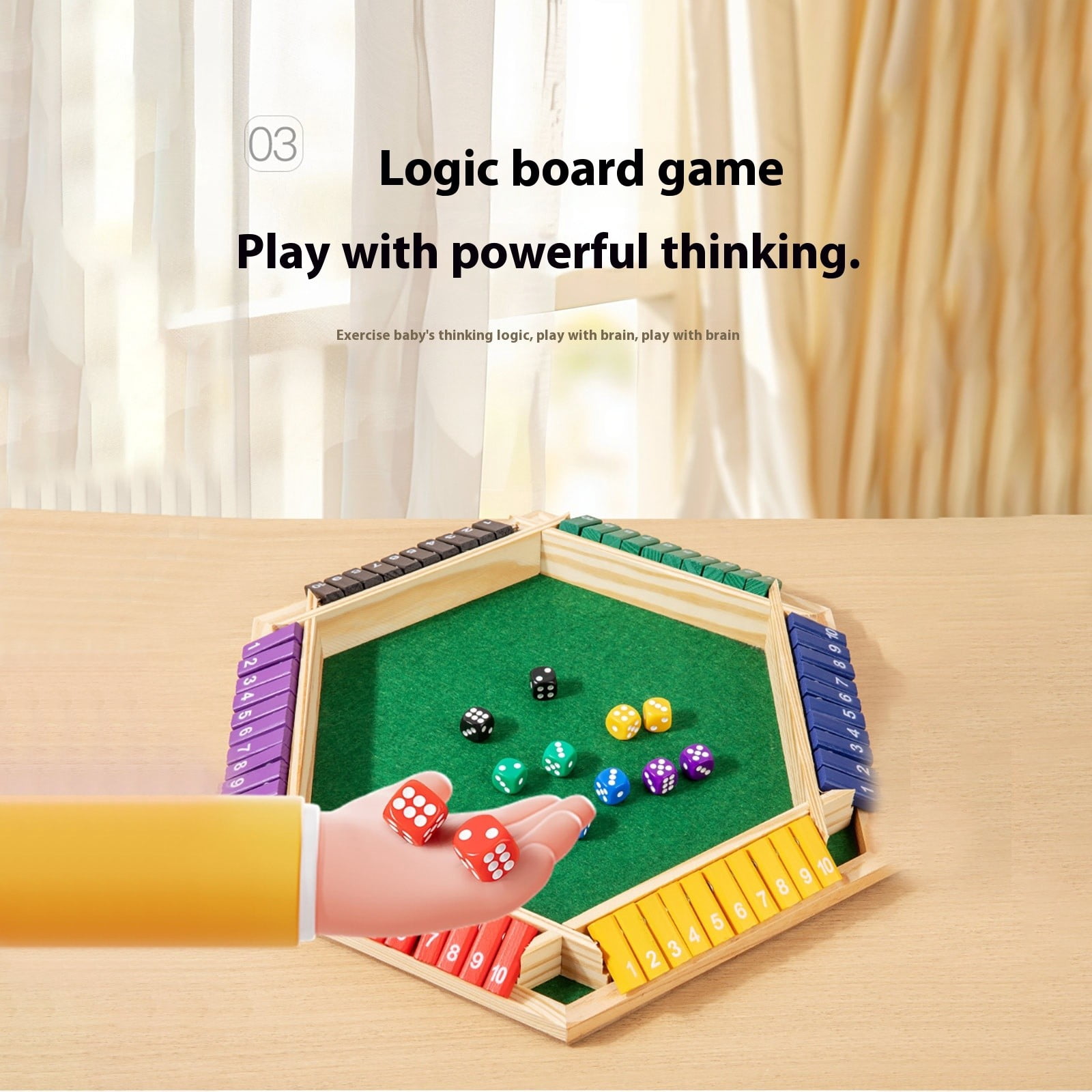 Shut The Box Wooden Dice Board Game, Classic Family Game for Up to 6 Players