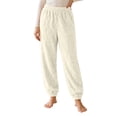 thumbnail image 3 of YABCSAZ Sherpa Pajama Pants for Women Soft Elastic Wasit Fluffy Pj Pants Soft Warm Comfy Winter Indoor Lounge Joggers Fleece Lined Sleepwear Bottoms, 3 of 10