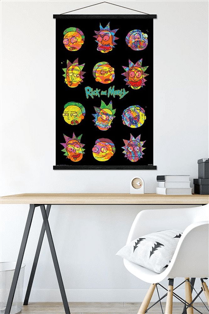 Rick And Morty - Vaporwave Wall Poster with Magnetic Frame, 22.375" x 34"