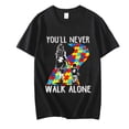 thumbnail image 5 of You‘ll Never Walk Alone Letter Puzzle Piece T-shirt Kids Women Graphic Tee Kindness Shirt Aesthetic Summer Autism Awareness Tops, 5 of 7