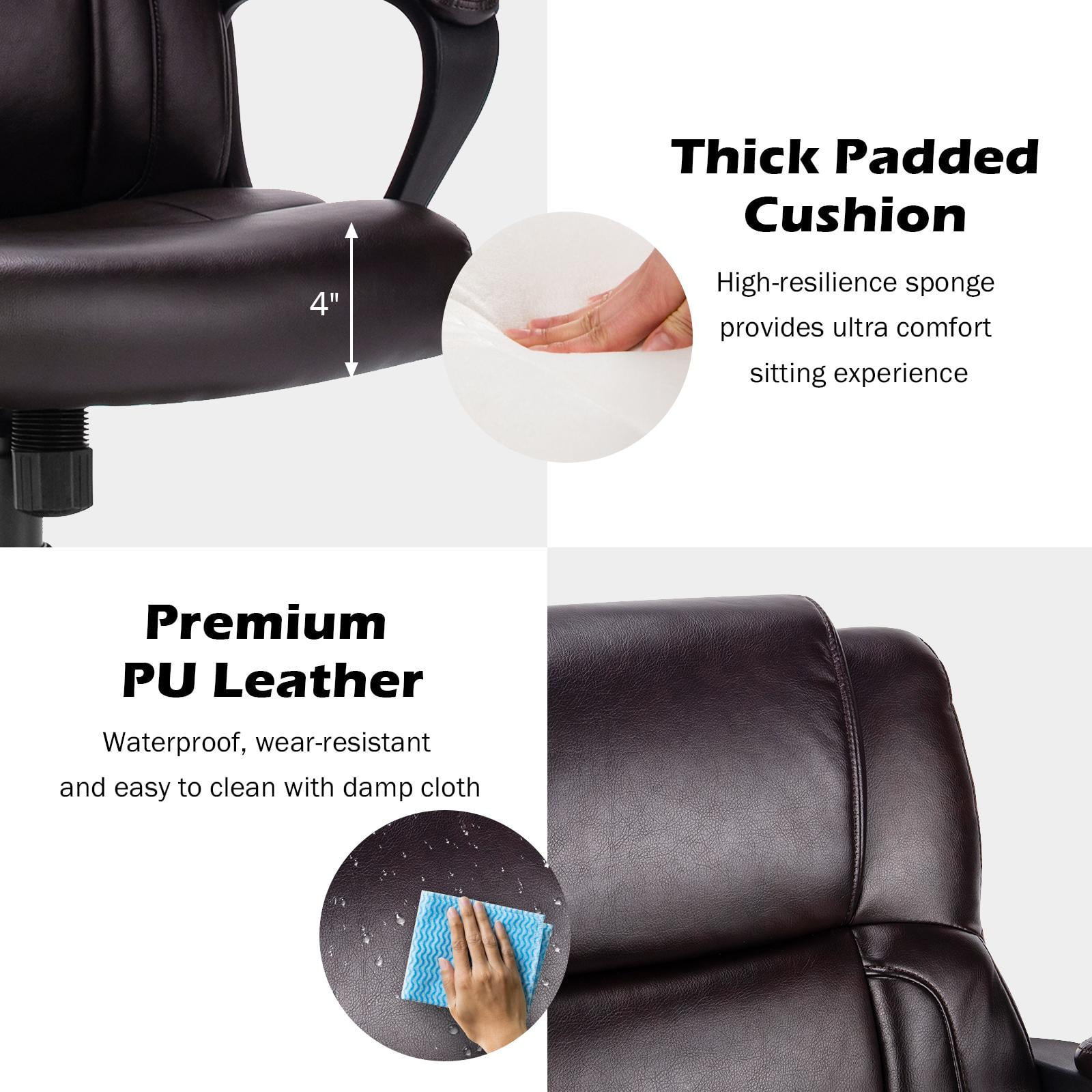 Giantex Ergonomic Home Office Chair, Adjustable Rolling Executive Swivel Desk Chair for Home Office