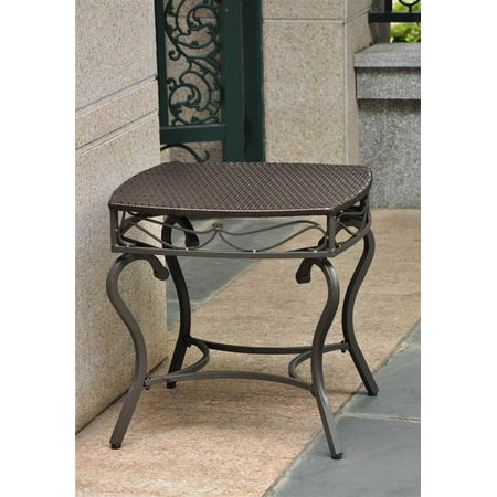 Wicker Resin/Steel Patio Side Table in Chocolate Finish