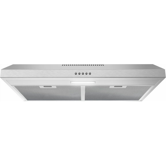 Streamline 30 in. Valmorea Ductless Undermount 80 CFM Range Hood in Brushed Stainless Steel with Mesh Filters, Push Button Control, LED Light