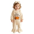 thumbnail image 3 of mgoYE Thanksgiving Baby Girl Outfit Newborn Ruffle Romper with Headband Set Long Sleeve One Piece Jumpsuit Fall Harvest Clothes, 3 of 6
