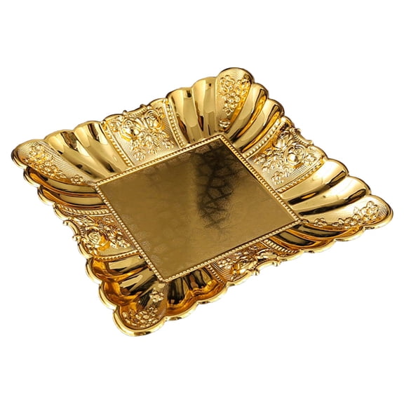 OUNONA Golden Metal Cake Platter Iron Geometric Tray for Jewelry and Dessert Display