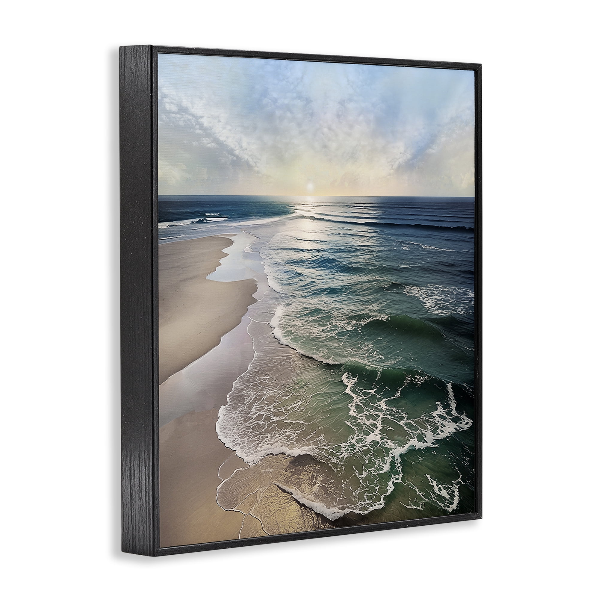 Stupell Industries Tranquil Shoreline with Soft Light Black Framed Giclee Art, design by Mike Calascibetta