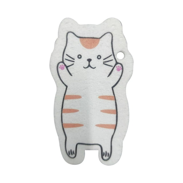 yuksok Non-Scratch Scrub Sponge Deep Cleaning with Hanging Rope Heavy Duty Cleaning Sponge for Cleaning Kitchen Clean Tough Messes Non Stick Pot Piebald Cat
