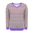 thumbnail image 3 of Jalioing Striped T Shirt for Women Fashion Casual Long Sleeve V Neck Color Block Tee Trendy Shirts Clothes, 3 of 6
