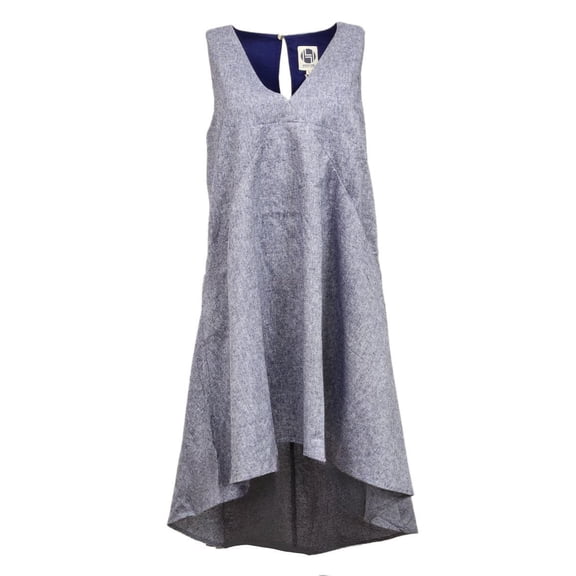 HoodLamb Women's Pocket A-Line Hemp Dress 420, Blue, Medium