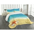 thumbnail image 3 of Ambesonne Starfish Quilted Bedspread Set 3 Pcs, Waves on Beach, Queen Size, Multicolor, 3 of 5