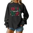 thumbnail image 2 of Women's Fashion Casual Long Sleeve Crewneck Loose Fit Pullover Fleece Sweatshirt with Christmas Holiday Print MERRY and Bright for Comfortable Everyday Wear,Black,M, 2 of 6