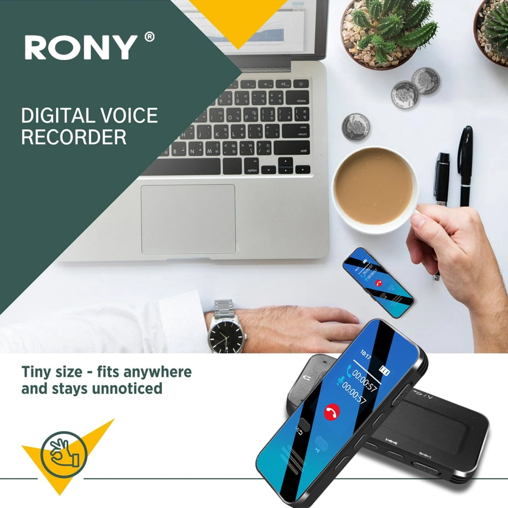 RONY 32GB Digital Voice Recorder with Bluetooth 5.2 - Portable Voice Activated Recorder for Meeting Lecture Interview