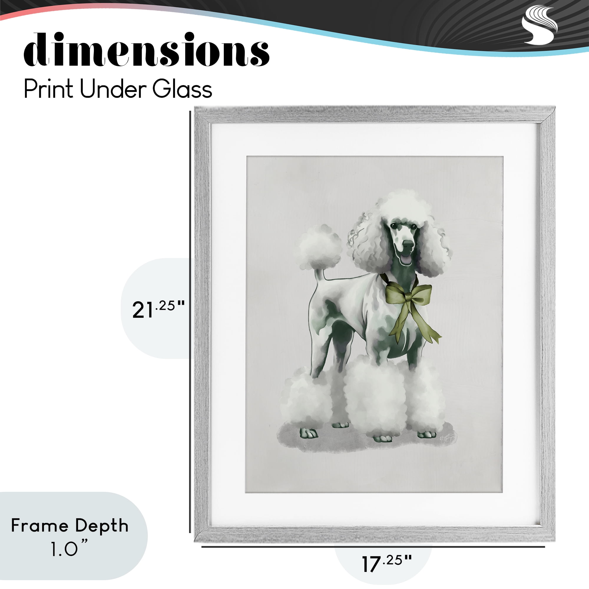 Stupell Industries Graceful Poodle & Ribbon Gray Framed Print Under Glass, design by Elizabeth Medley