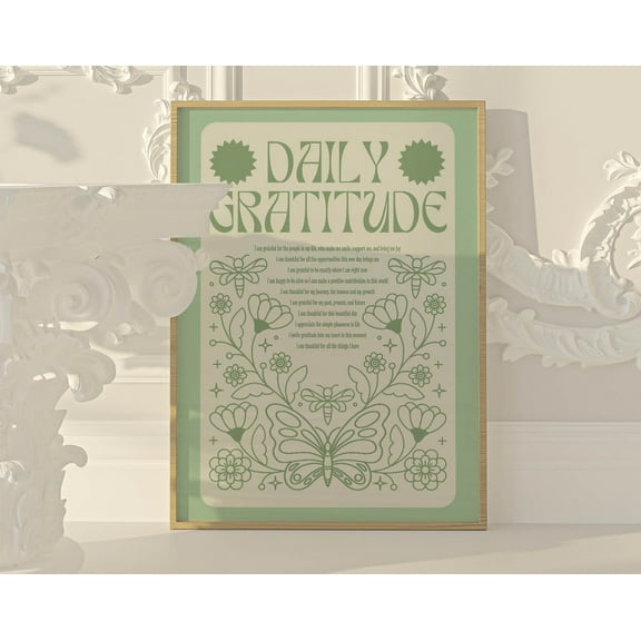 Daily Positive Affirmation Sage Green Wall Art Cool Room Decor Typography Print, Quote Inspirational Prints Wall Art Green Bedroom Decor Wall Art, Modern Wall Decor, 8x12 UNFRAMED