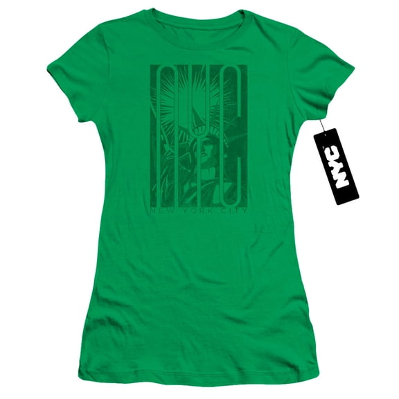 New York City Liberty Junior Women's T-Shirt Sheer Kelly Green