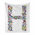 thumbnail image 1 of Letter H Soft Flannel Fleece Throw Blanket, Pattern Colorful Butterflies Lepidoptera Family Girls Exotic Nature Font, Cozy Plush for Indoor and Outdoor Use, 70" x 90", Multicolor, by Ambesonne, 1 of 6
