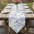 thumbnail image 6 of Blue White Flowers Table Runner Linen Burlap Table Runner 120 Inches Long Spring Summer Floral Botanical Dresser Scarves for Kitchen Island Coffee Dining Party Wedding Banquet Holiday Decor 13"x120", 6 of 8