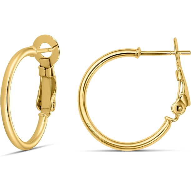 Pendientes de aro de plata de ley 925, pendientes de aro chapados, juego de pendientes de aro grandes, pendientes de aro de plata para mujeres y niñas, oro amarillo, 30 mm/1,2 pulgadas