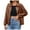 Brown, variant on felwors Womens Faux Leather Jacket Casual Zip Up Motorcycle Long Sleeve Collared Fall Cropped Coats with Pockets Coffee, XL