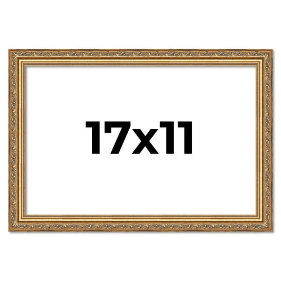 17x11 Frame Gold Solid Wood Picture Frame Width 1.25 Inches | Interior Frame Depth 0.375 Inches |